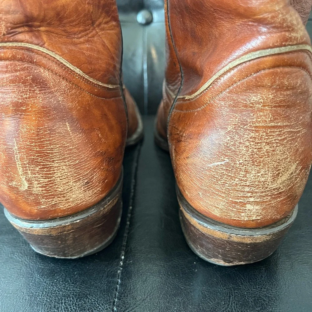 Tony Lama Vintage 70s/80s Brown Leather Cowboy Boots Made in USA Size 11‎ D